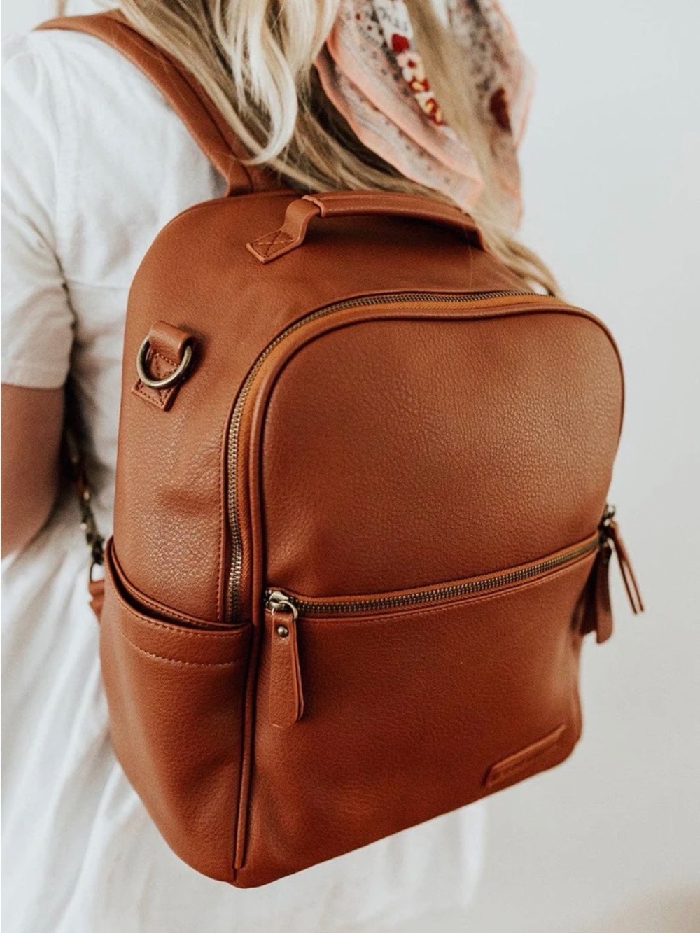 Bodomint Joni 2.0 Diaper Bag Classic Vegan Leather Backpack - Tan